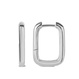Paperclip Huggie Earrings in 18ct White Gold