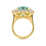 11.59 Carat Brazilian Mint Tourmaline and 2.52 Carat Diamond Ring in 18ct Yellow Gold