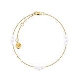 Akoya Pearl Diamond Cut Graduated Bracelet in 14ct Yellow Gold