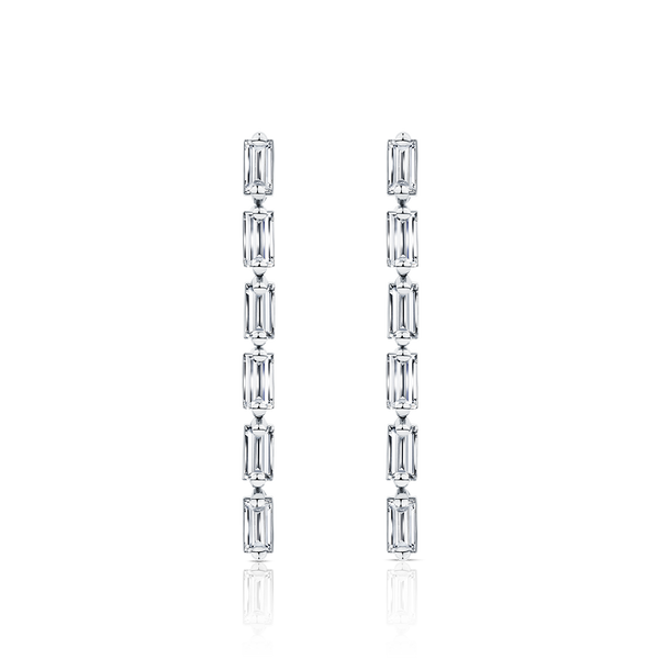 0.94 Carat Diamond Baguette Drop Earrings in 18ct White Gold