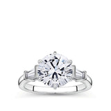 3.02 Carat Round Brilliant and Tapered Baguette Cut Trilogy Engagement Ring in 18ct White Gold