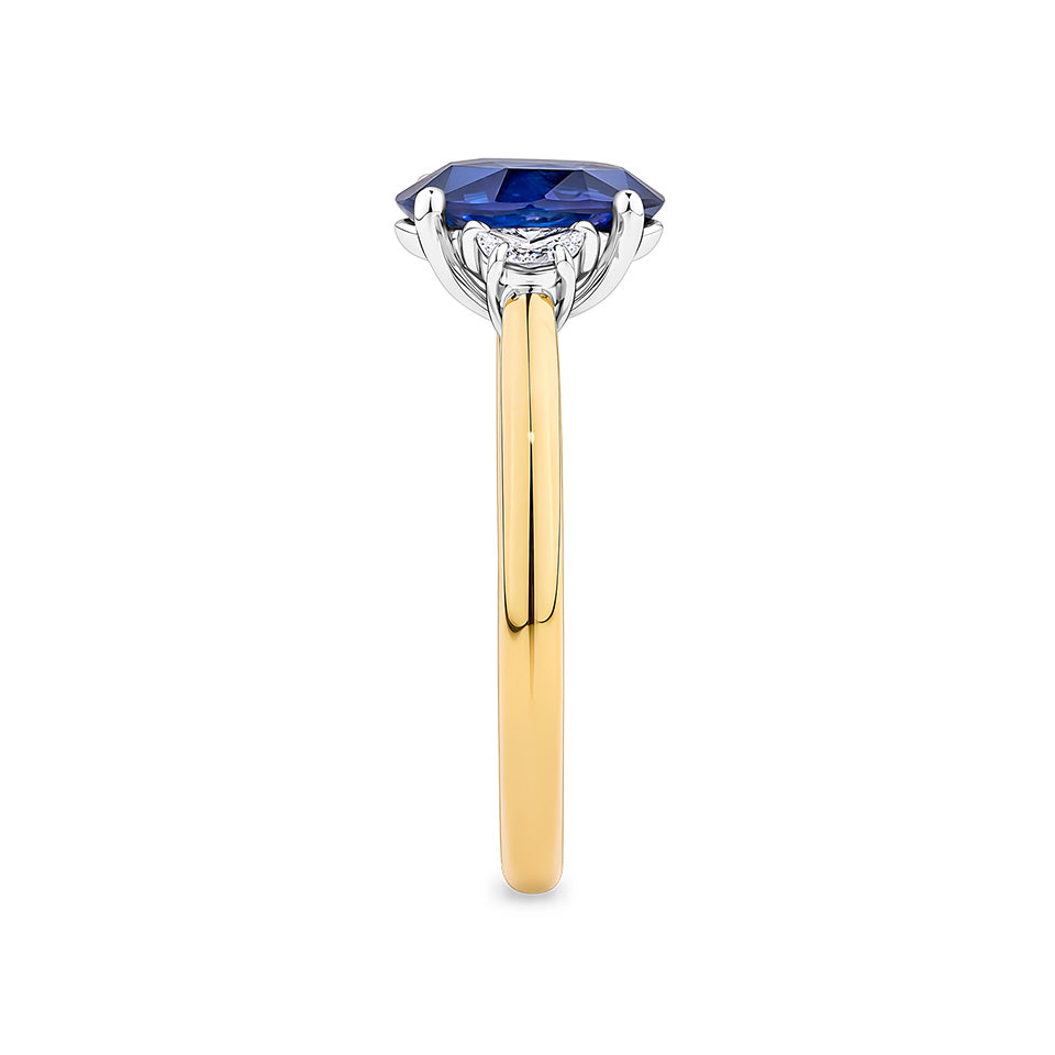 2.35 Carat Ceylon Sapphire and 0.20 Carat Diamond Ring in 18ct Rose and White Gold