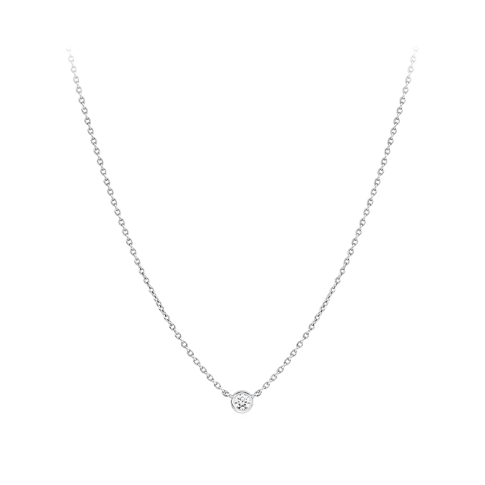 Diamond Solitaire Bezel Set Necklace in Platinum