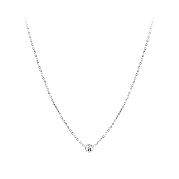 Diamond Solitaire Bezel Set Necklace in Platinum