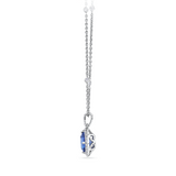 Tanzanite Cushion and Diamond Halo Pendant in 18ct White Gold