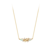 Elysian Diamond and Australian Opal Cluster Necklace in 18ct Yellow Gold