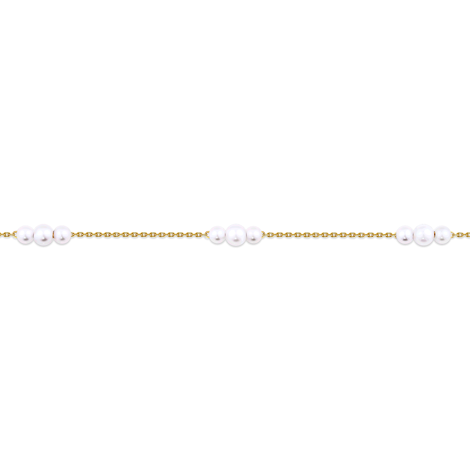 Akoya Pearl Diamond Cut Graduated Bracelet in 14ct Yellow Gold