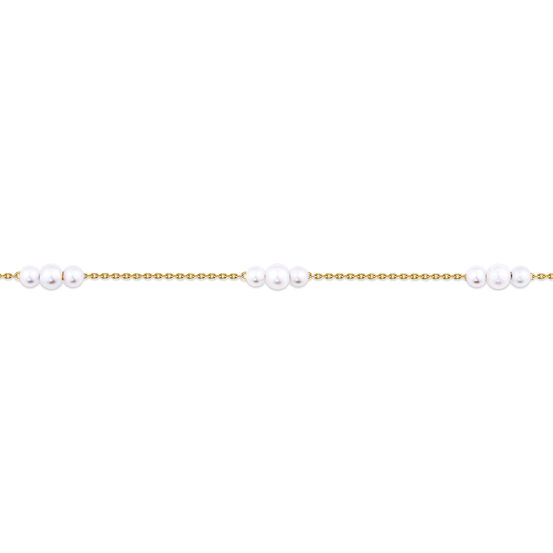 Akoya Pearl Diamond Cut Graduated Bracelet in 14ct Yellow Gold