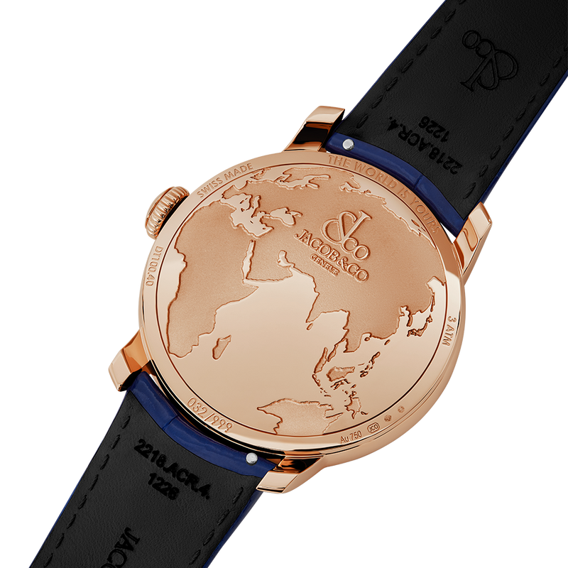 Jacob & Co. THE WORLD IS YOURS AUTOMATIC BLUE DUAL TIME ZONE 43MM