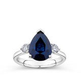 4.45 Carat Pear Cut Sapphire and 0.34 Carat Round Brilliant Cut Diamond Ring in 18ct White Gold