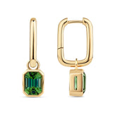 Green Tourmaline Bezel Set Drop Earrings in 18ct Yellow Gold