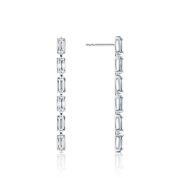 0.94 Carat Diamond Baguette Drop Earrings in 18ct White Gold