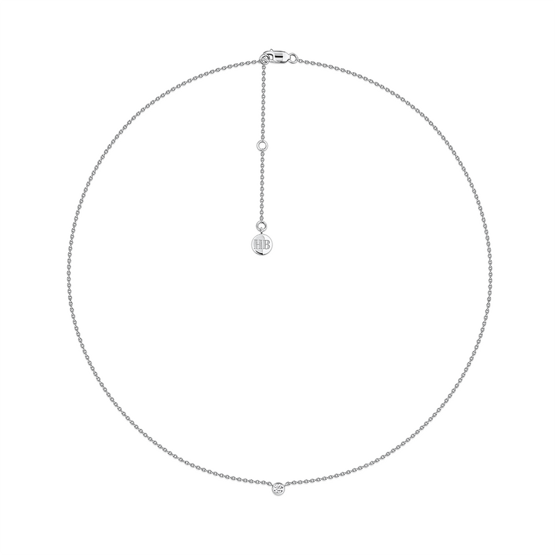 Diamond Solitaire Bezel Set Necklace in Platinum