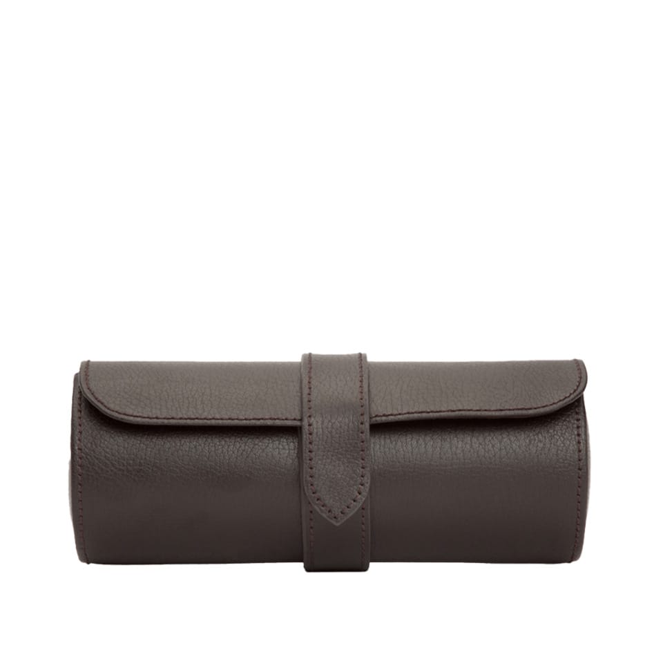WOLF Blake Triple Brown Leather Watch Roll 305606