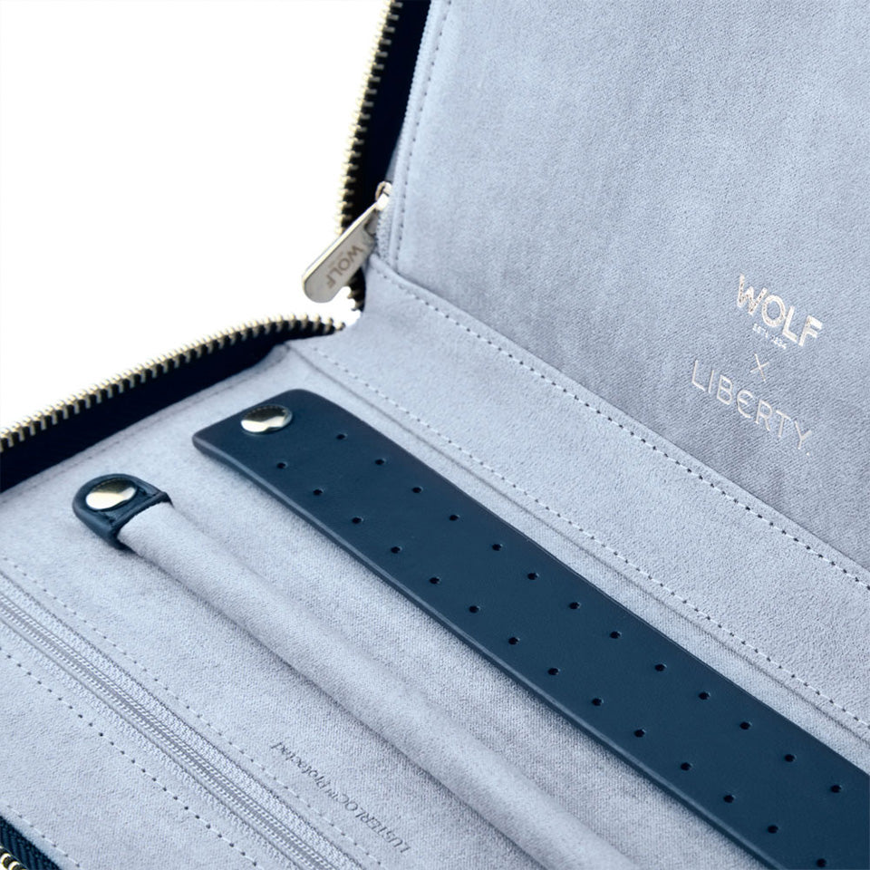 WOLF X LIBERTY All Over Ianthe Travel Jewellery Portfolio Navy