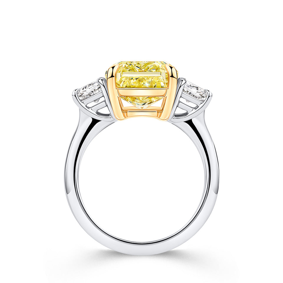 VAULT 7.44 carat Yellow Diamond and 1.04 carat Diamond Ring in 18ct Yellow and White Gold