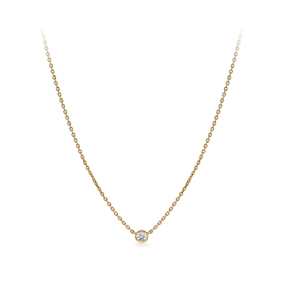 Diamond Solitaire Bezel Set Necklace in 18ct Yellow Gold