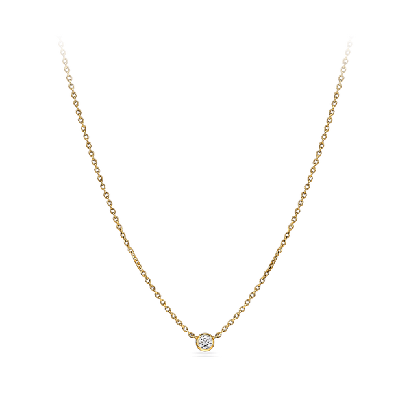 Diamond Solitaire Bezel Set Necklace in 18ct Yellow Gold