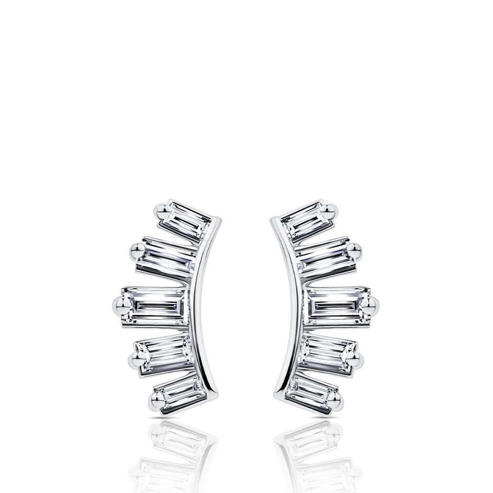 0.33 Carat Diamond Baguette Earrings in 18ct White Gold