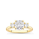 2.42 Carat Cushion Cut Trilogy Engagement Ring in 18ct Yellow Gold