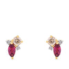 Fancy Cut Champagne and White Diamond and Rhodolite Garnet Stud Earrings in 18ct Yellow Gold
