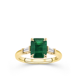 2.09 Carat Colombian Emerald and Diamond Trilogy Ring in 18ct Yellow Gold