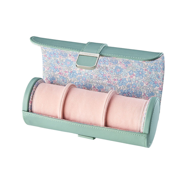 WOLF X LIBERTY Julia Interior Print Triple Watch Roll Sage Green