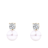 Akoya Pearl and Diamond Stud Earrings in 14ct Yellow Gold