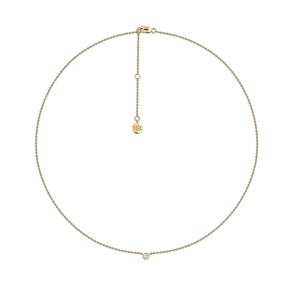 Diamond Solitaire Bezel Set Necklace in 18ct Yellow Gold