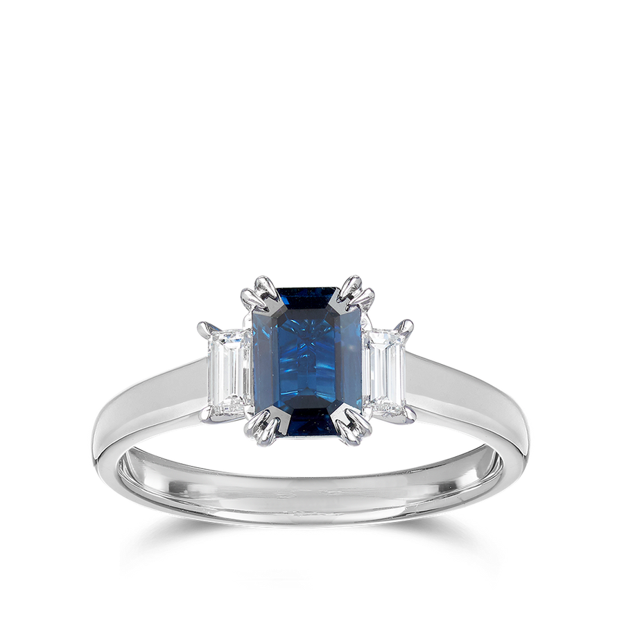 Baguette cut sapphire ring on sale
