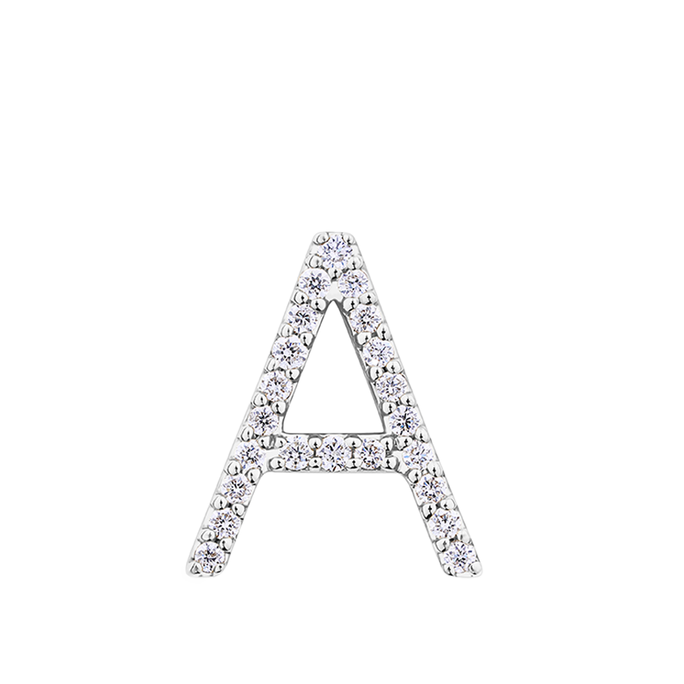 Initial Diamond Pendant in 18ct White Gold