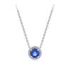 Halo Sapphire and Diamond Pendant in 18ct White Gold