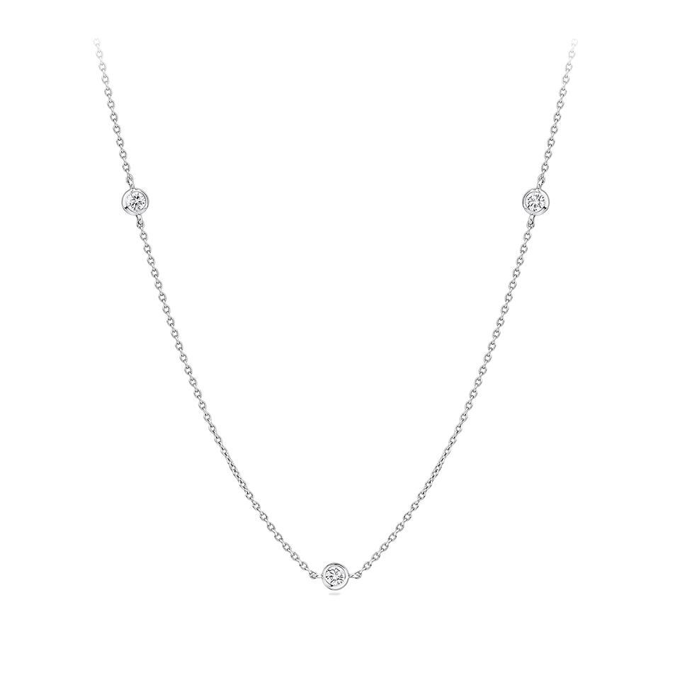 0.25 Carat Diamond Station Bezel Set Necklace in Platinum