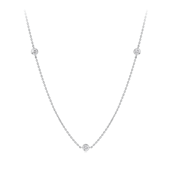 0.25 Carat Diamond Station Bezel Set Necklace in Platinum