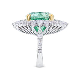 VAULT® 22.90 Carat Brazilian Mint Tourmaline and 4.83 Carat Diamond Halo Ring in 18ct Yellow and White Gold