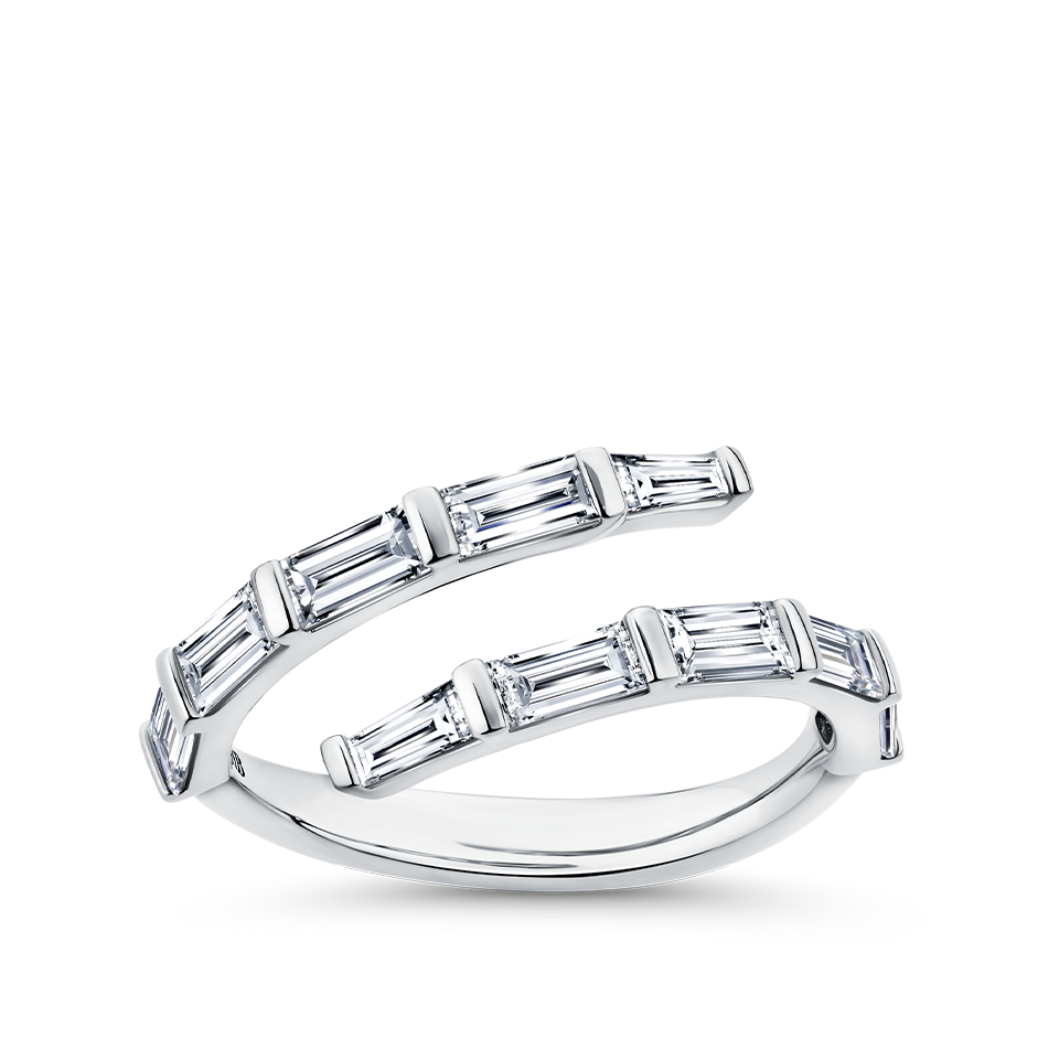 1.00 Carat Diamond Baguette Wrap Ring in 18ct White Gold