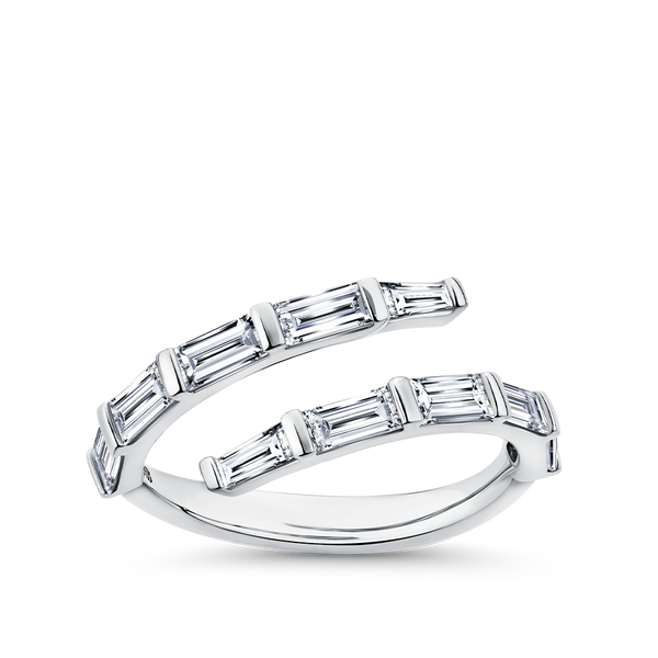 1.00 Carat Diamond Baguette Wrap Ring in 18ct White Gold