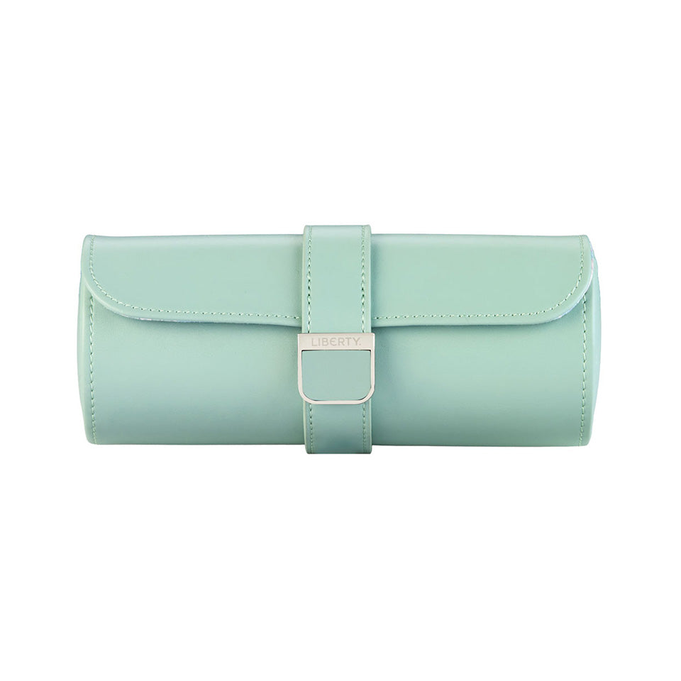 WOLF X LIBERTY Julia Interior Print Triple Watch Roll Sage Green