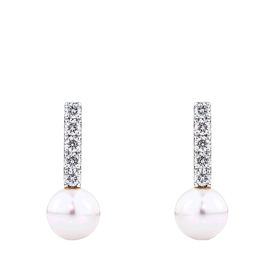 Akoya Pearl and Diamond Stud Earrings in 14ct Yellow Gold