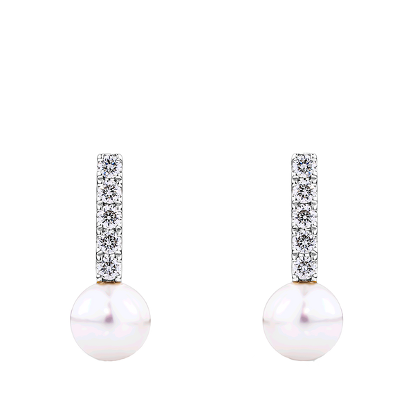 Akoya Pearl and Diamond Stud Earrings in 14ct Yellow Gold