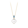 Aquamarine and South Sea Pearl Pendant in 18ct Yellow Gold