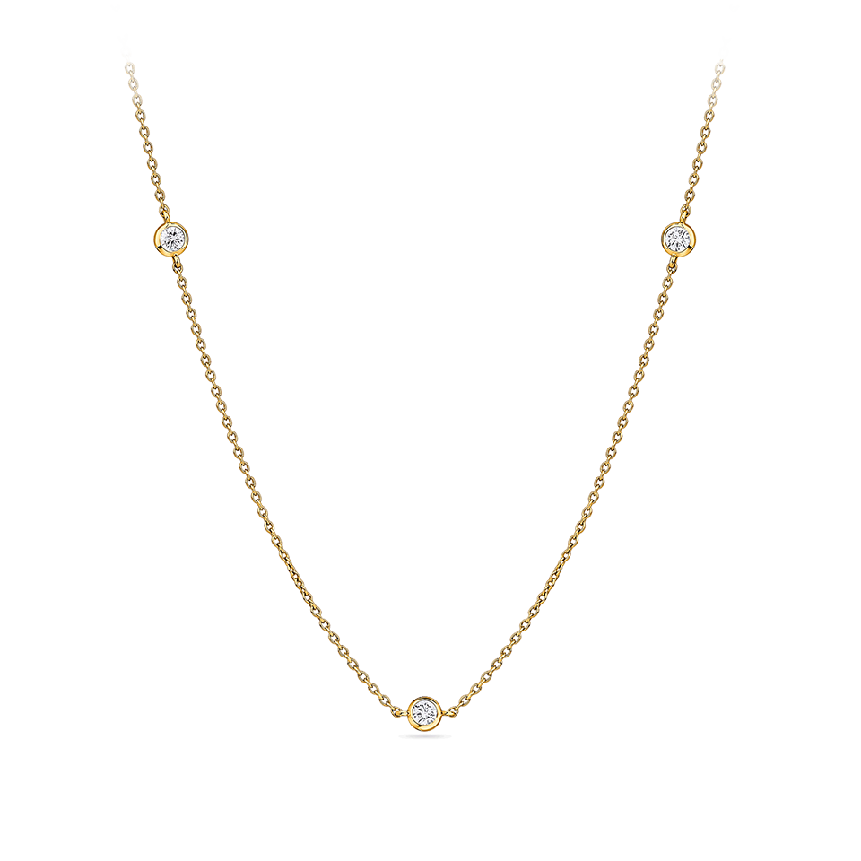 0.25 Carat Diamond Station Bezel Set Necklace in 18ct Yellow Gold