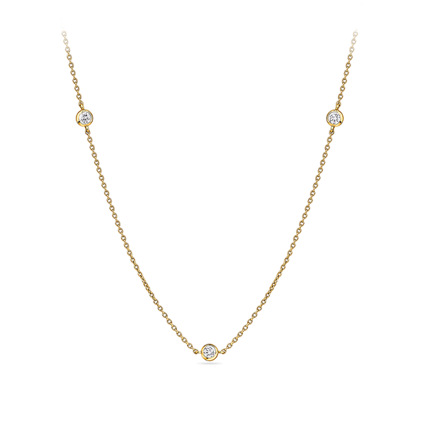0.25 Carat Diamond Station Bezel Set Necklace in 18ct Yellow Gold