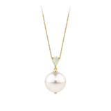 Australian Opal and South Sea Pearl Pendant in 18ct Yellow Gold