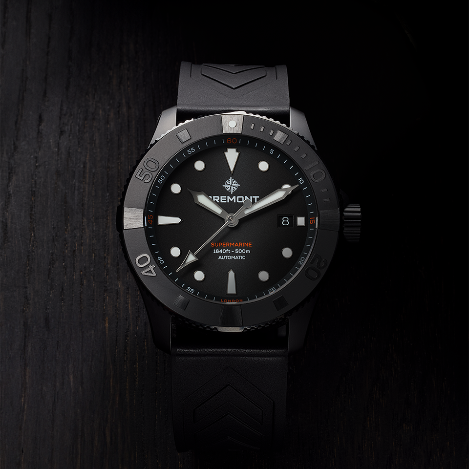 Bremont Supermarine Automatic 43mm Watch SM43-DT-BKCER-BK-R-S