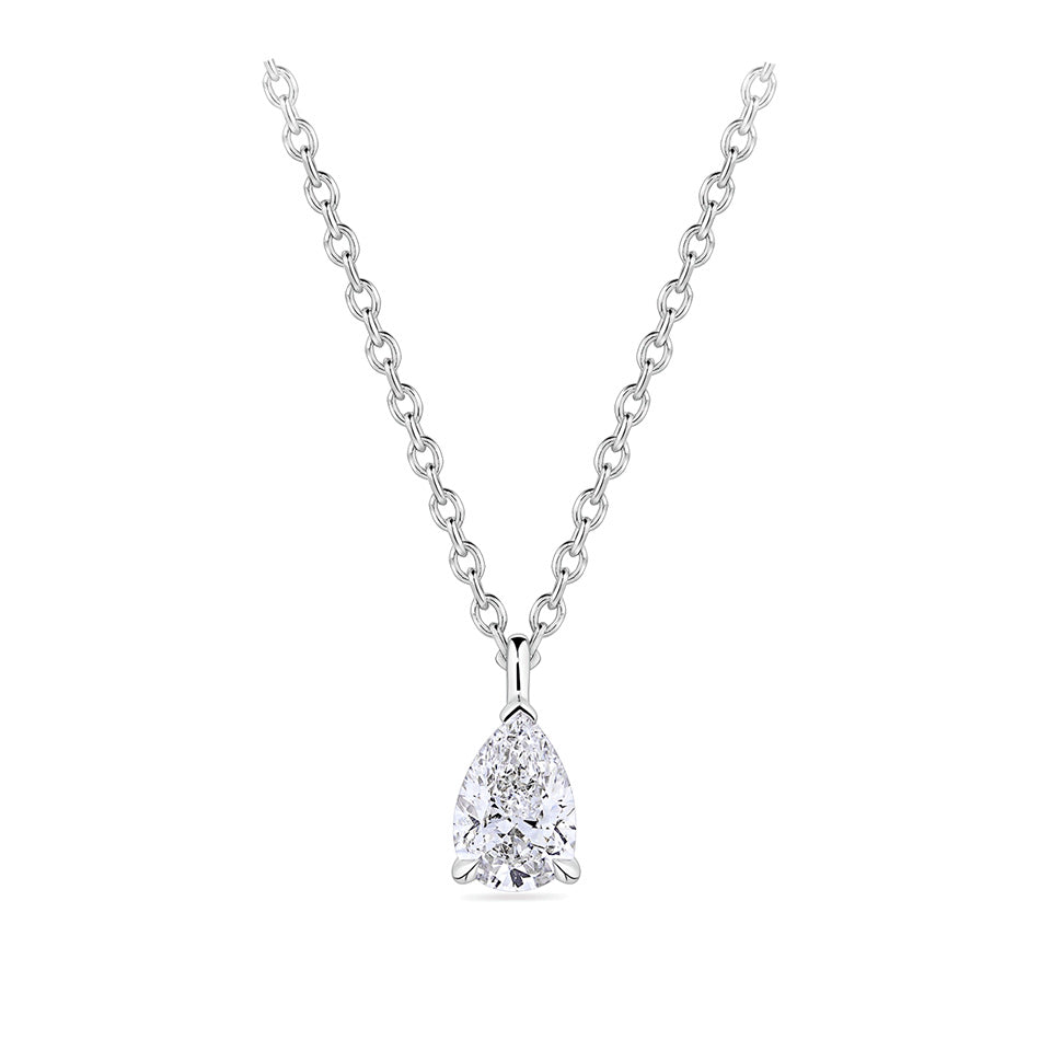 0.25 Carat Pear Cut Diamond Pendant in 18ct White Gold
