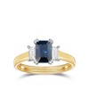 Emerald Cut Sapphire and Diamond Ring in 18ct Yellow Gold
