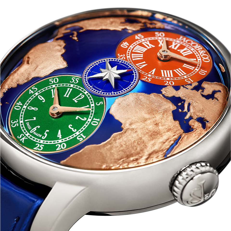 JACOB & CO. THE WORLD IS YOURS AUTOMATIC DUAL TIME ZONE 43MM