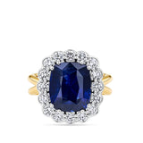 7.37 Carat Sapphire and 0.47 Carat Diamond Ring in 18ct Yellow Gold