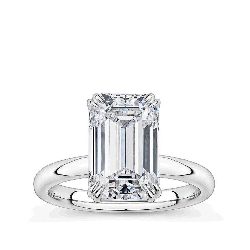 5.02 Carat Emerald Cut Solitaire Engagement Ring in 18ct White Gold